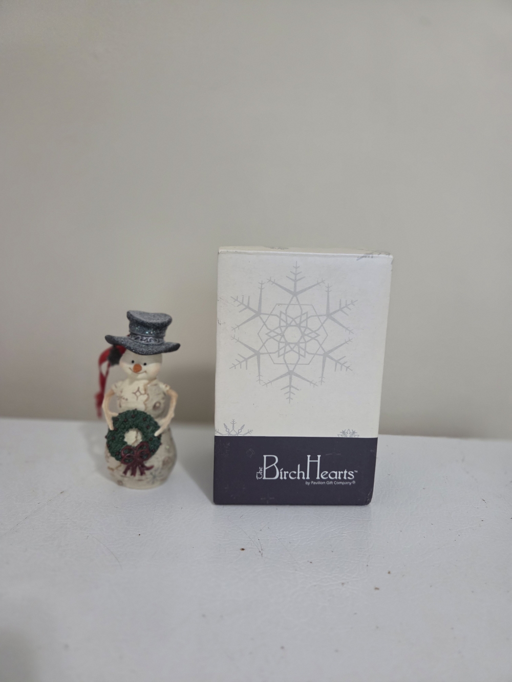 2007 Birch Hearts Snowman Ornament #81002 Scarf, Cardinal, Snowflake